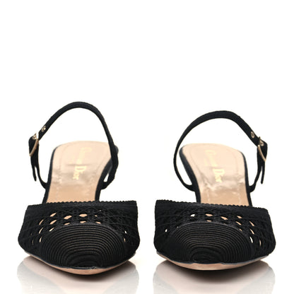 Christian Dior Mesh Cannage Embroidery Pumps 37.5 Black 2 of 8