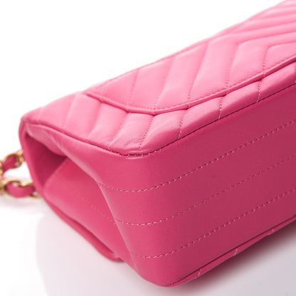 Chanel Lambskin Chevron Quilted Mini Rectangular Flap Pink 11 of 12
