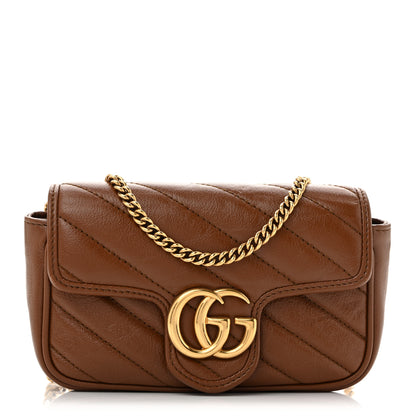 Gucci Azalea Calfskin Matelasse Diagonal Super Mini GG Marmont Shoulder Bag Cuir 1 of 11