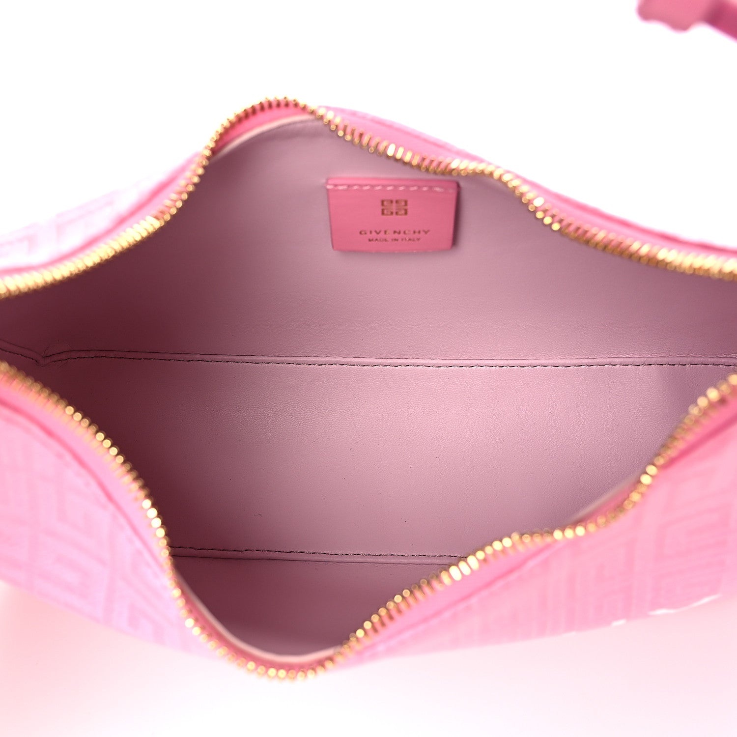 Givenchy Coated Canvas Logo 4G Embossed Small Moon Cut Out Shoulder Bag Pink 5 of 9