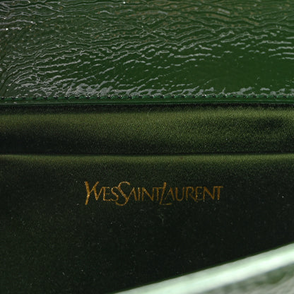 Saint Laurent Distressed Patent Small Belle De Jour Clutch Tartan Green 6 of 8