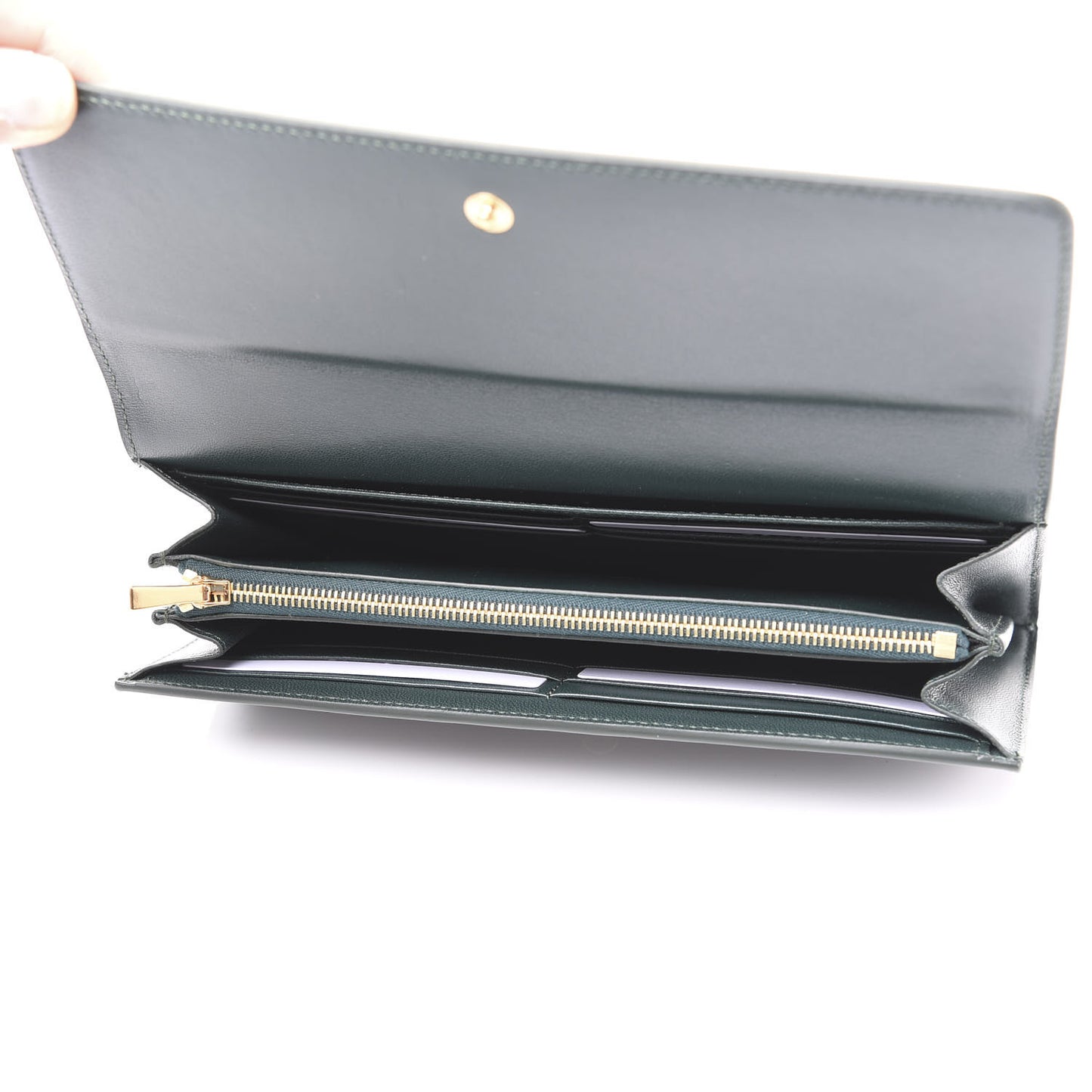 Lambskin Large Flap Wallet Emerald