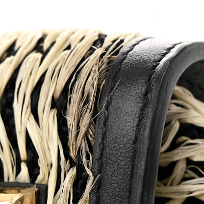 Salvatore Ferragamo Raffia Large Studio Bag Black White 11 of 11
