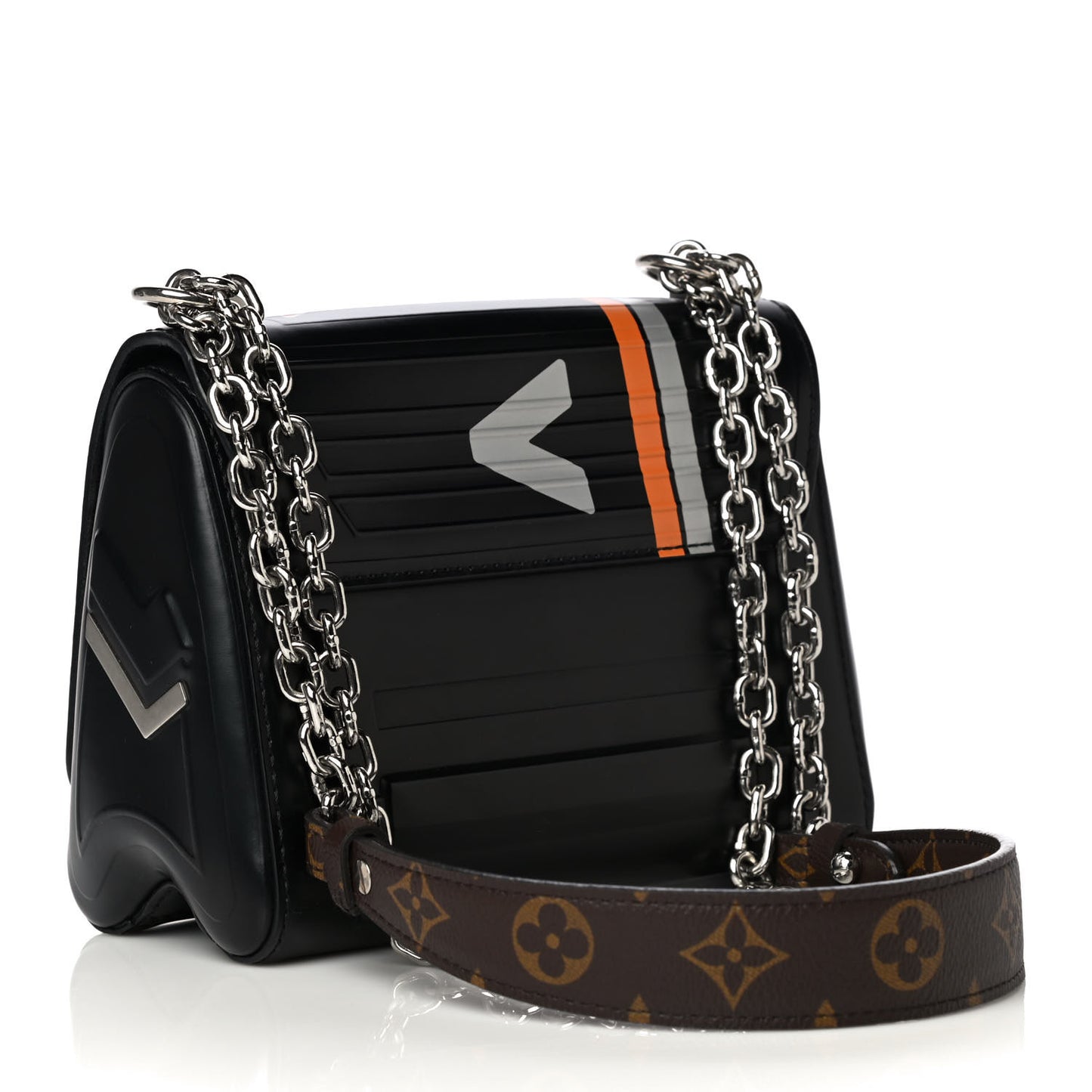 Epi Monogram Spaceship Embossed Twist Shoulder Bag PM Black