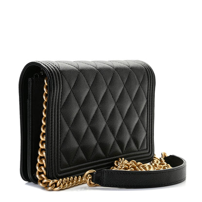 Chanel Caviar Quilted Boy Wallet On Chain WOC Black 3 of 8