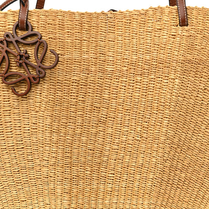 Loewe Raffia Calfskin Shell Basket Tote Natural Pecan 8 of 10