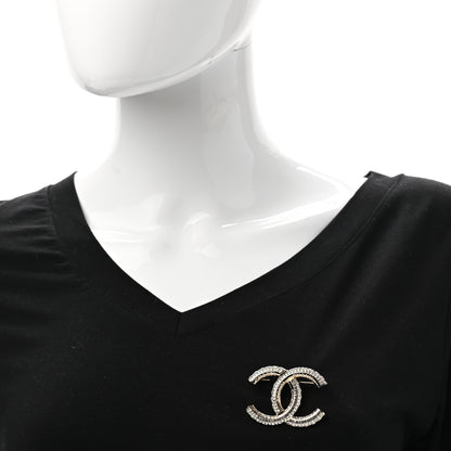 Chanel Metal Crystal Baguette CC Brooch Gold 2 of 5