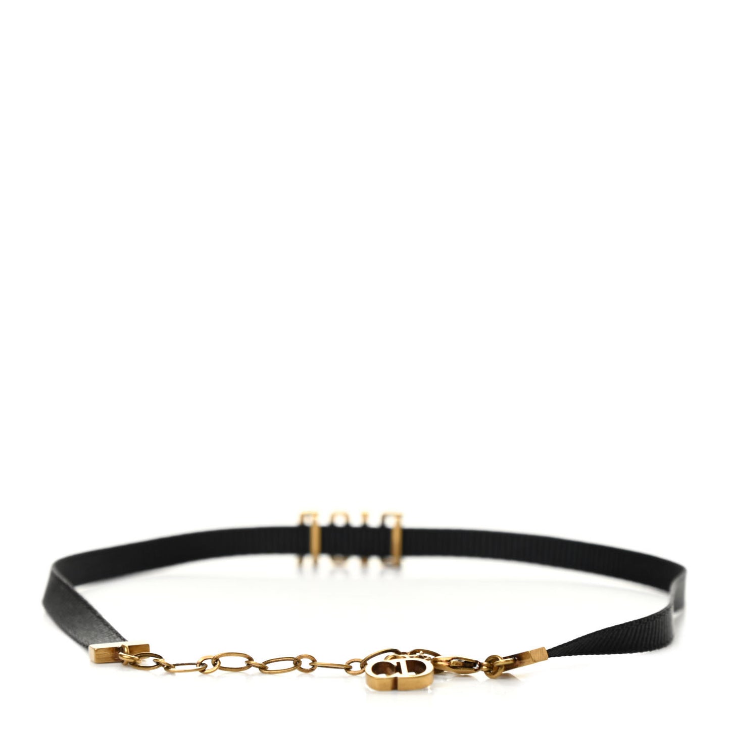 Grosgrain Ribbon Dior Logo Choker Necklace Black