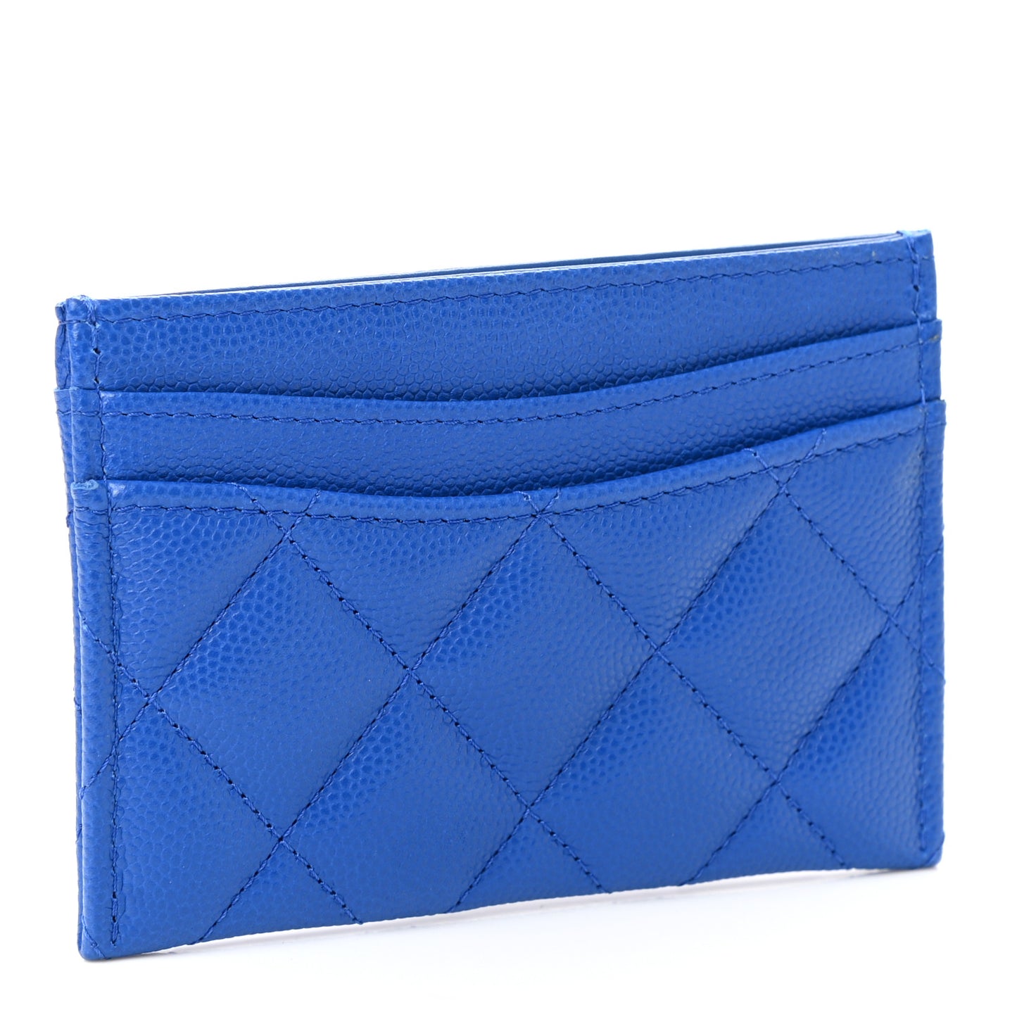 Caviar Quilted Card Holder Blue