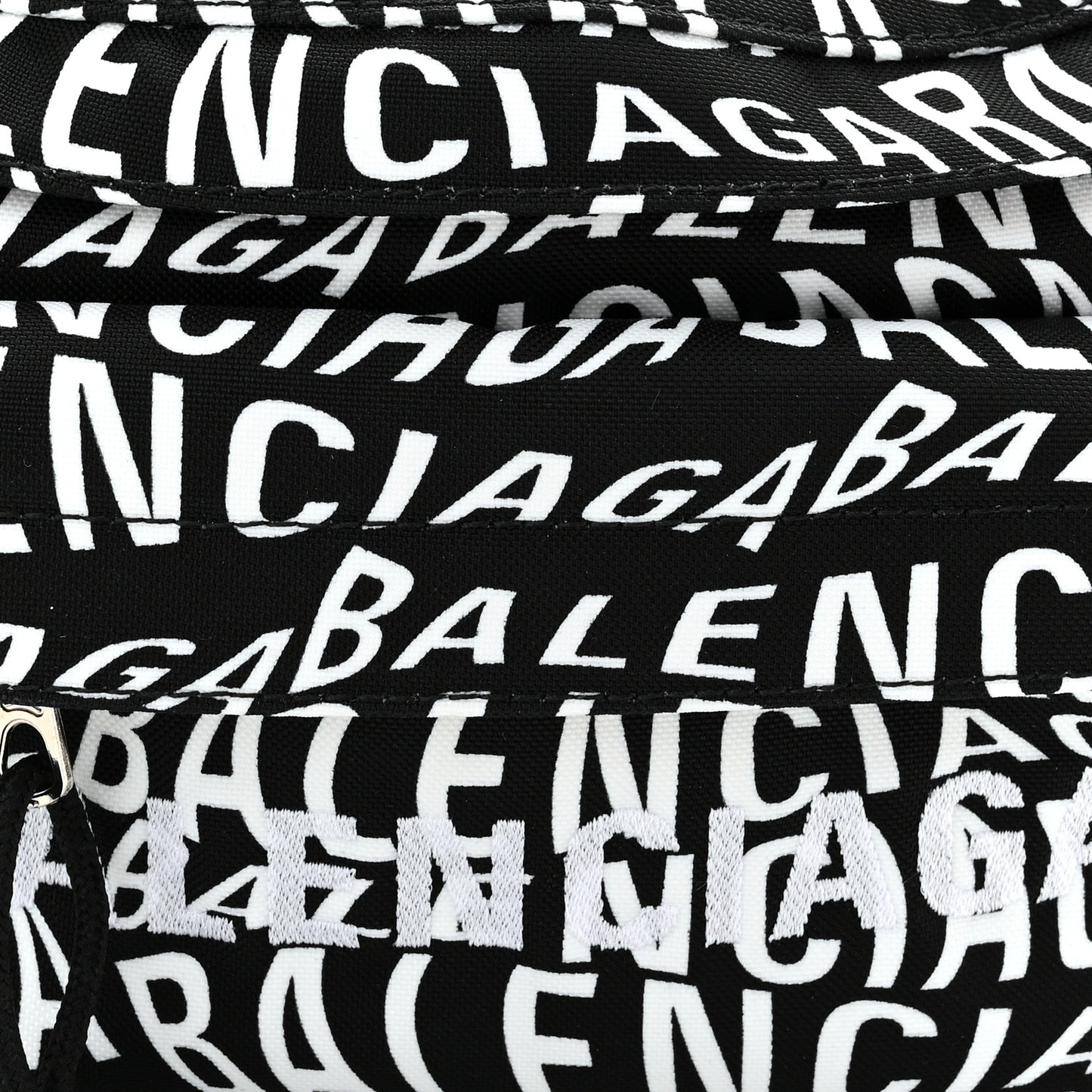Nylon Wave Logo Print Wheel Beltpack Black White