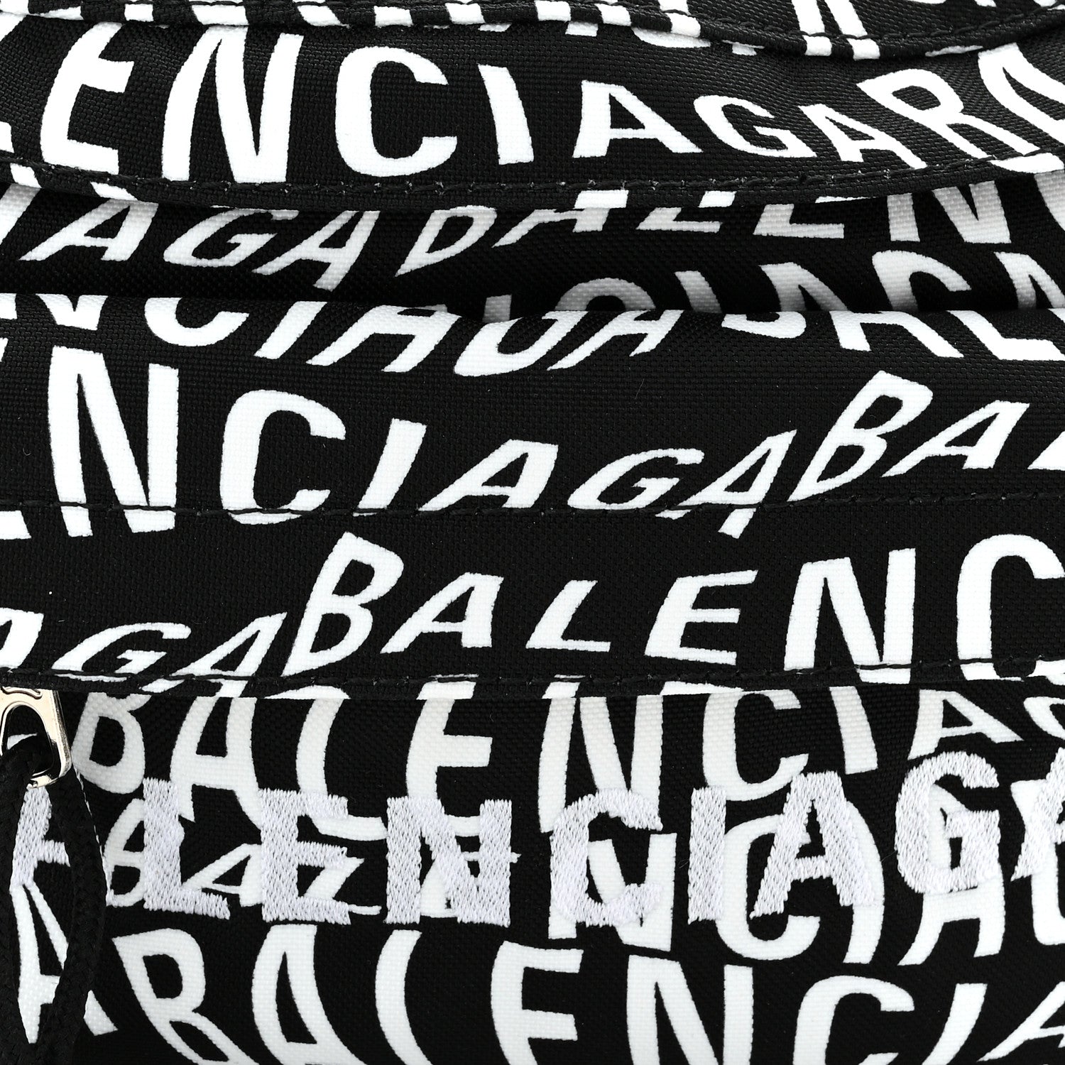 Balenciaga Nylon Wave Logo Print Wheel Beltpack Black White 8 of 10