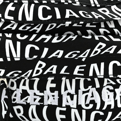 Balenciaga Nylon Wave Logo Print Wheel Beltpack Black White 8 of 10