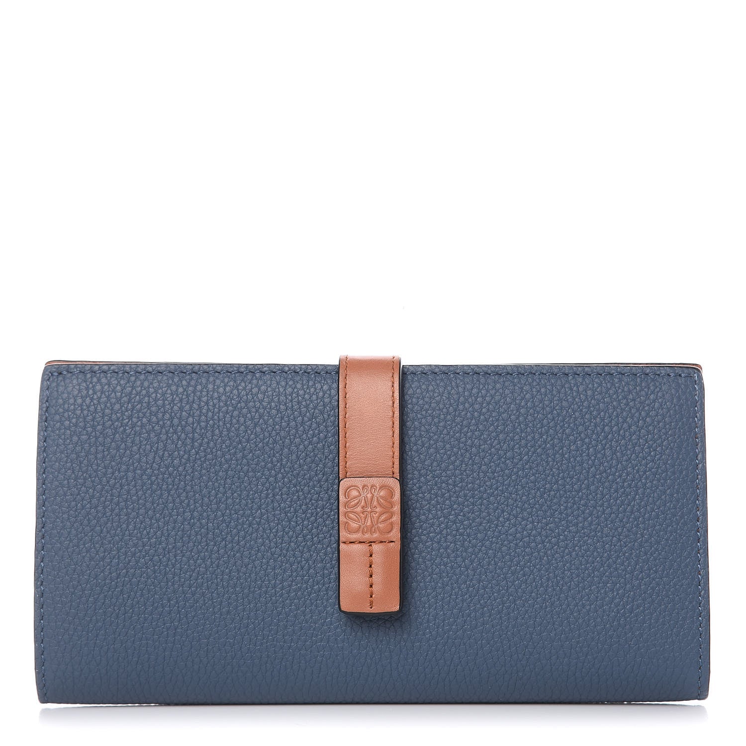 Loewe Grained Calfskin Large Vertical Wallet Steel Blue Tan 1 of 7