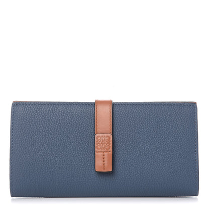 Loewe Grained Calfskin Large Vertical Wallet Steel Blue Tan 1 of 7