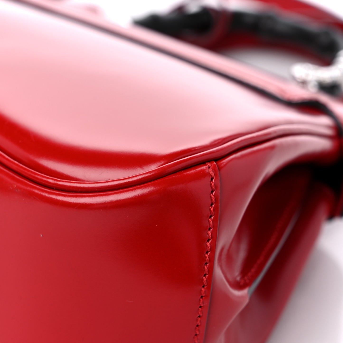 Regent Calfskin Bamboo Mini Lady Lock Top Handle Bag Hibiscus Red