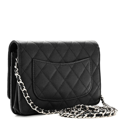 Chanel Caviar Quilted Striated CC Wallet On Chain WOC Black 3 of 11
