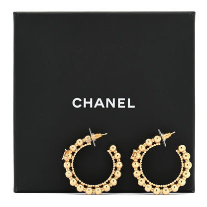 Chanel Crystal Bead CC Hoop Earrings Gold 5 of 5