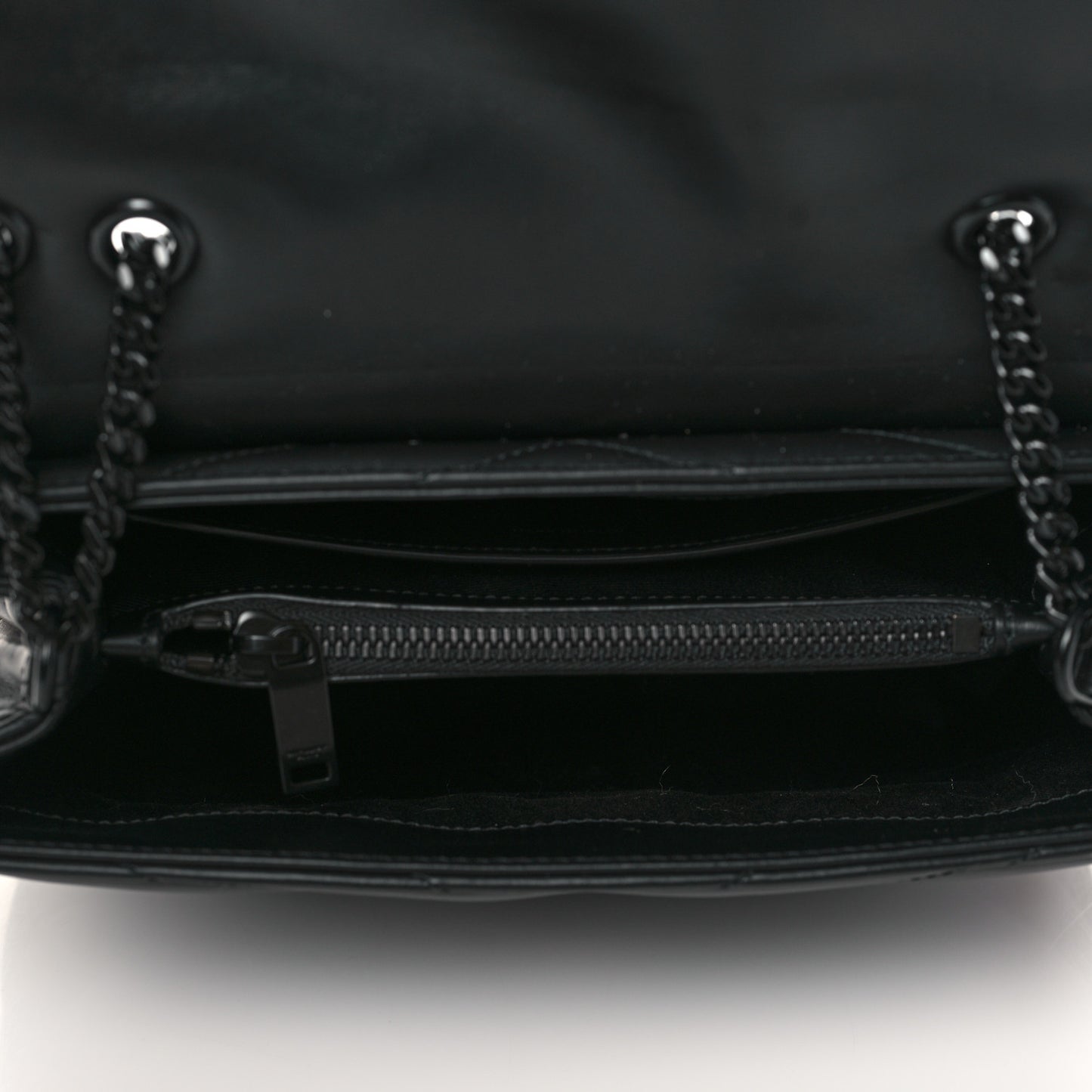 Calfskin Y Quilted Monogram Small Loulou Chain Satchel Black