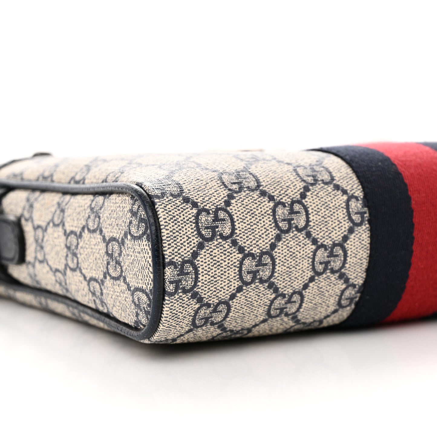 GG Supreme Monogram Textured Dollar Calfskin Web Small Ophidia Messenger Bag Beige Blue