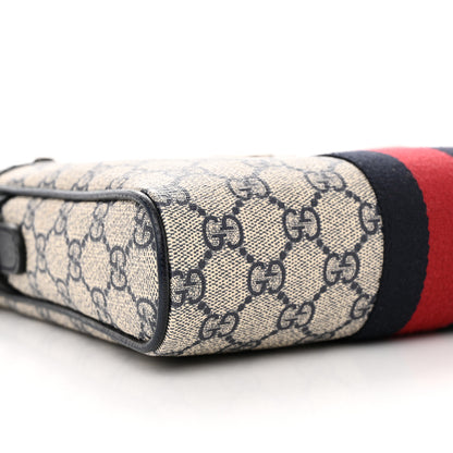 Gucci GG Supreme Monogram Textured Dollar Calfskin Web Small Ophidia Messenger Bag Beige Blue 9 of 11