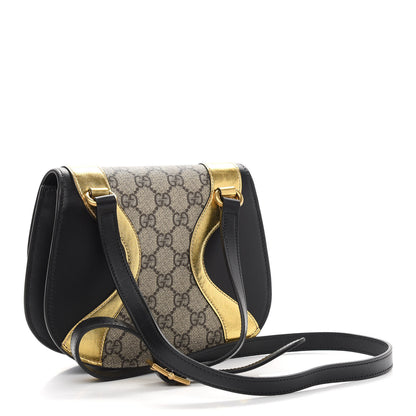 Gucci GG Supreme Monogram Small Osiride Shoulder Bag Black Gold 3 of 9