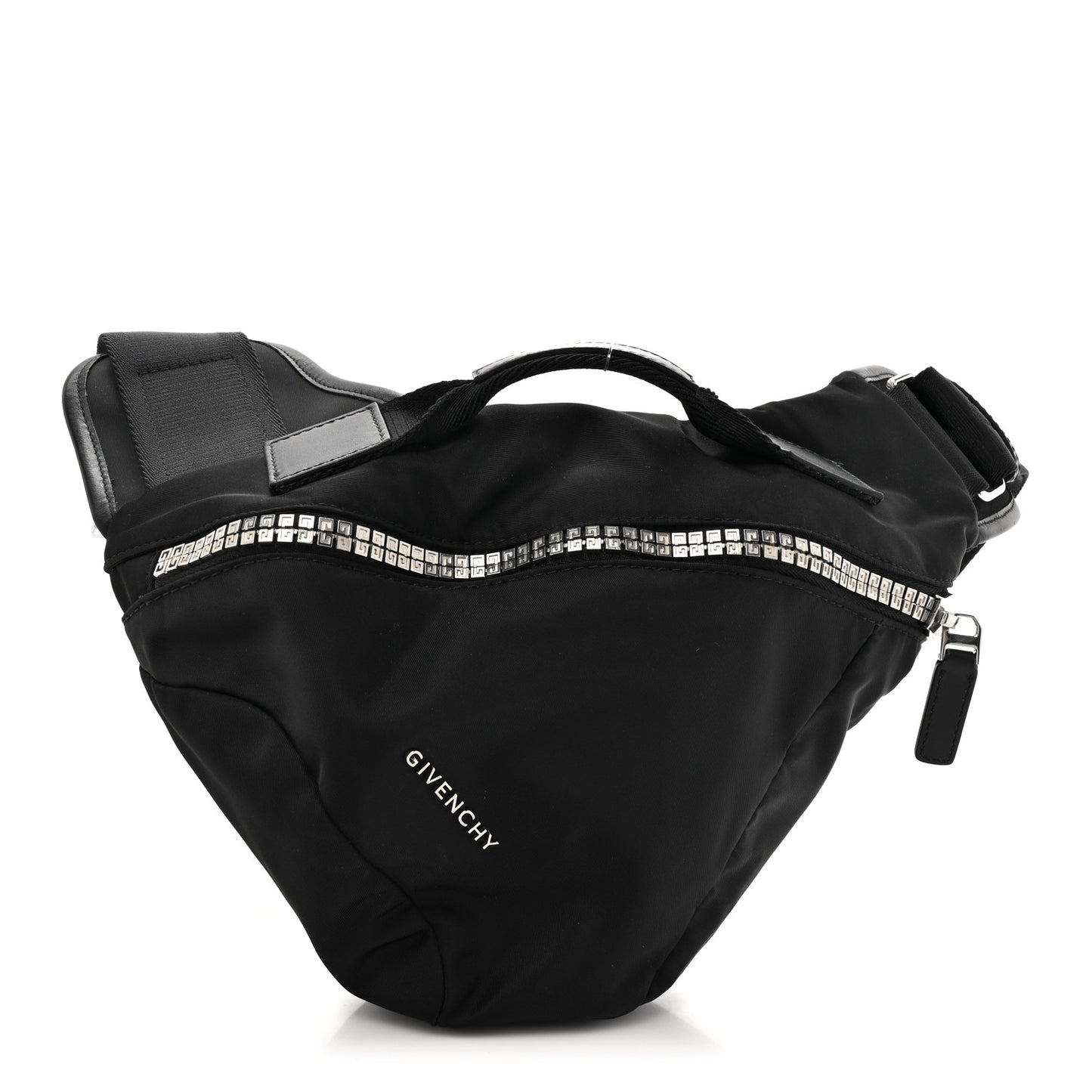 Nylon G-Zip Small Triangle Bag Black