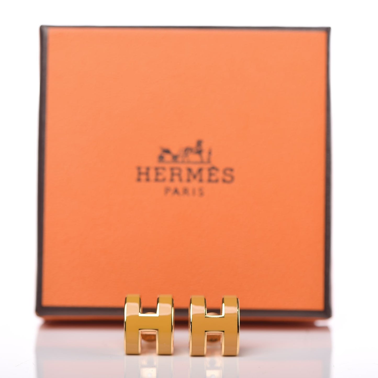 Gold Lacquered Pop H Earrings Jaune Madras