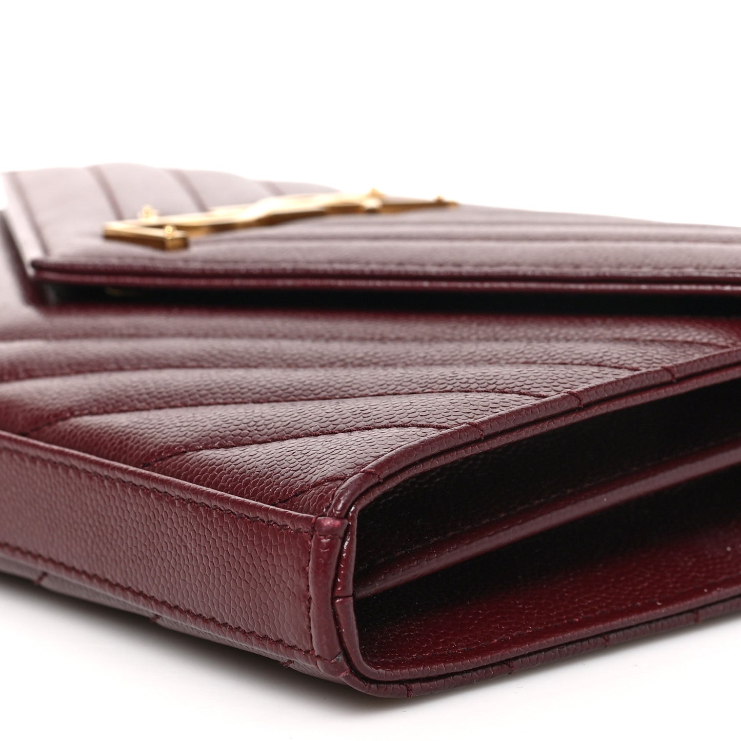 Grain De Poudre Matelasse Chevron Monogram Chain Wallet Rouge Legion