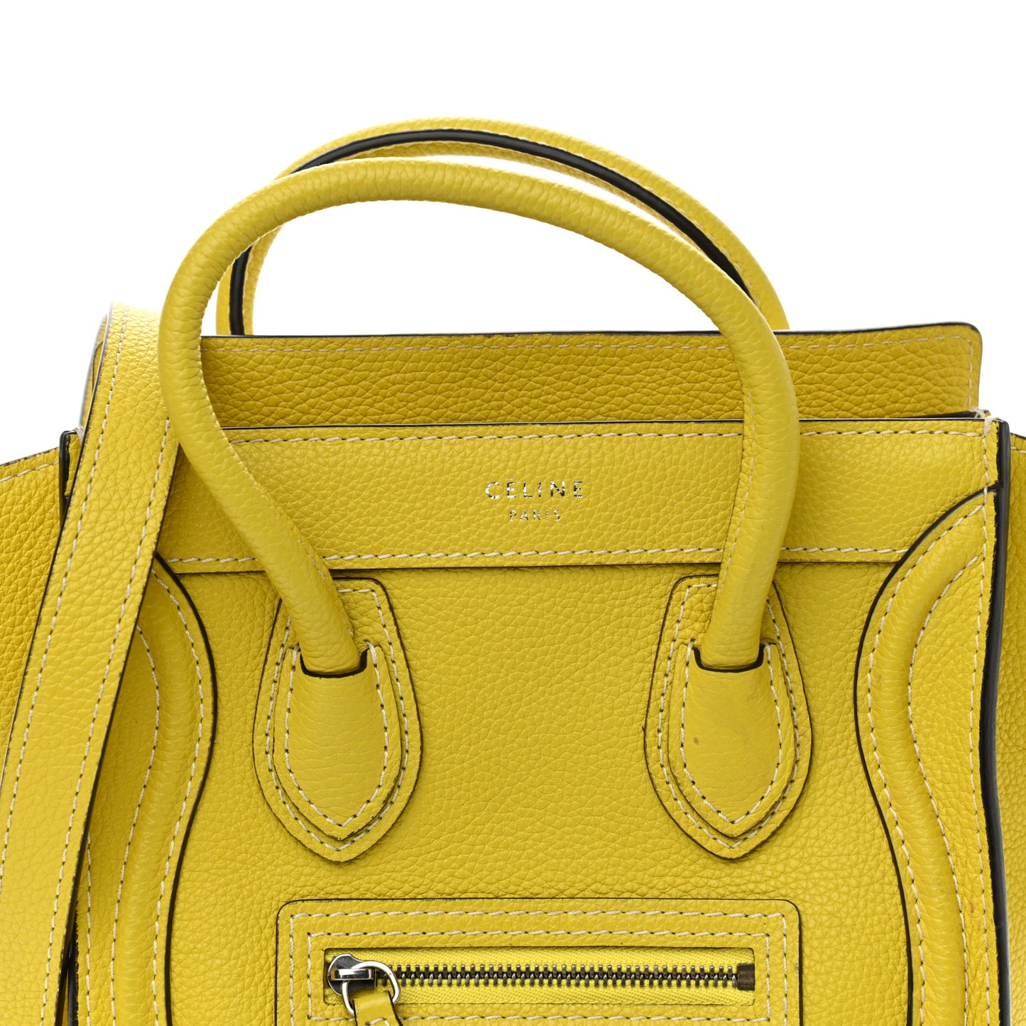 Drummed Calfskin Nano Luggage Citron