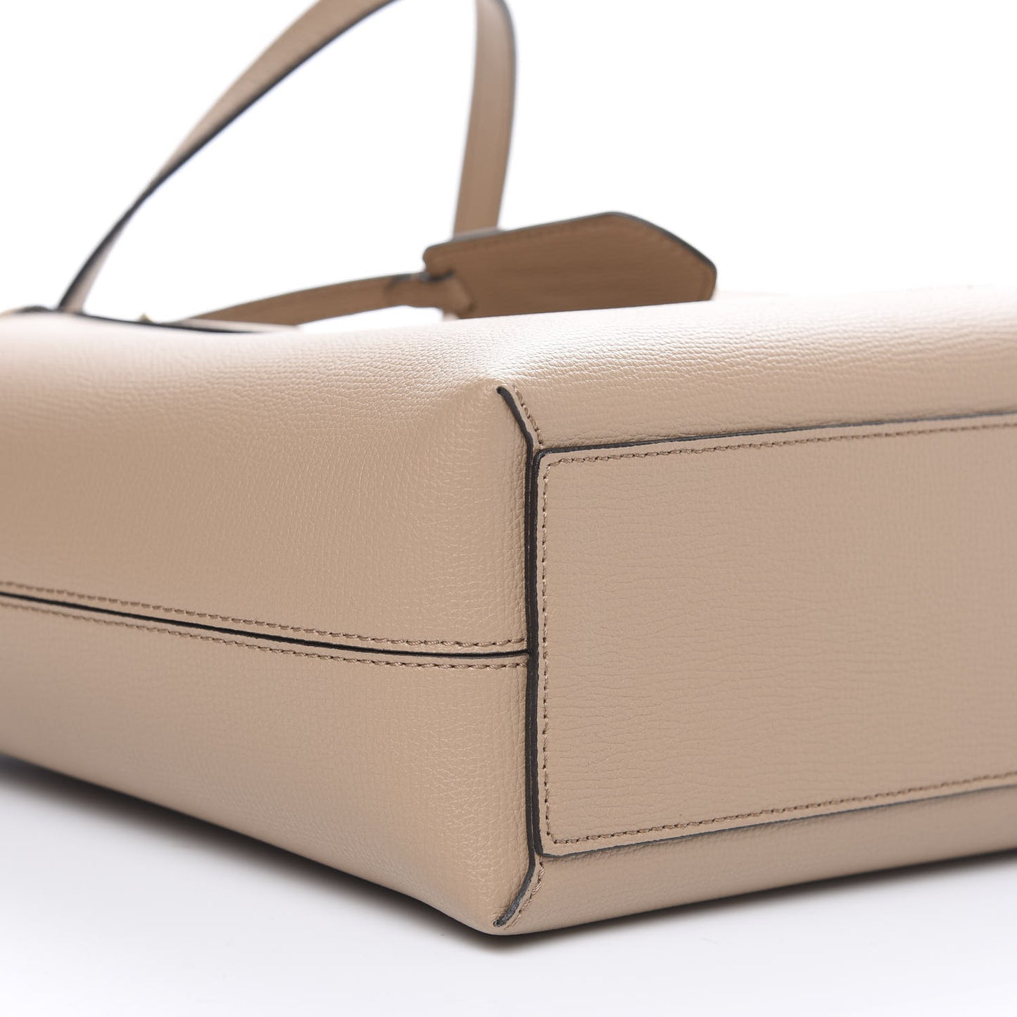Grainy Calfskin Haymarket Check Small Reversible Tote Camel