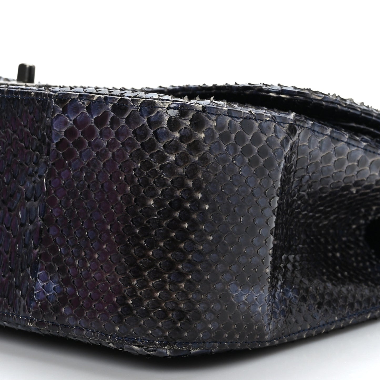 Metallic Snakeskin Jumbo Double Flap Blue