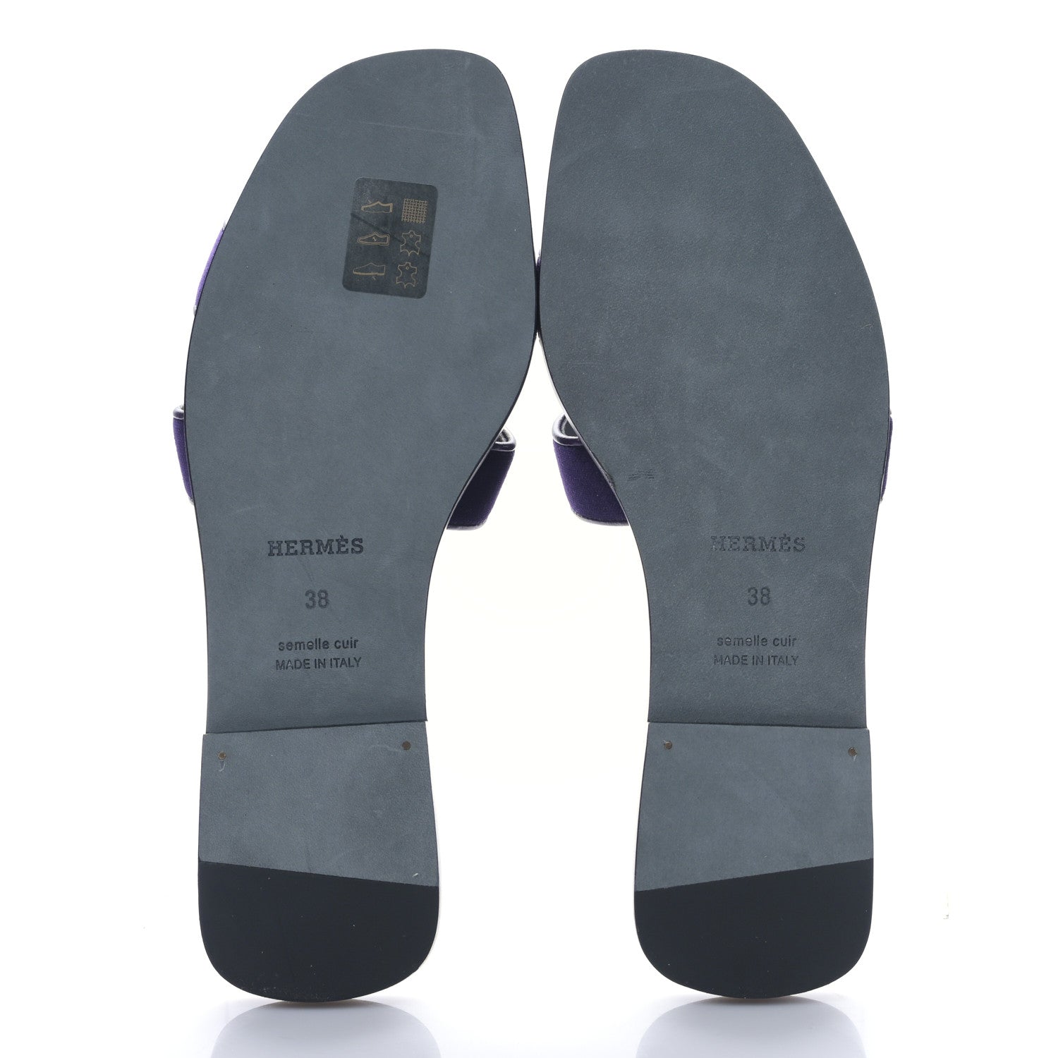 Hermes Velvet Nappa Oran Sandals 38 Violet Fonce 5 of 8