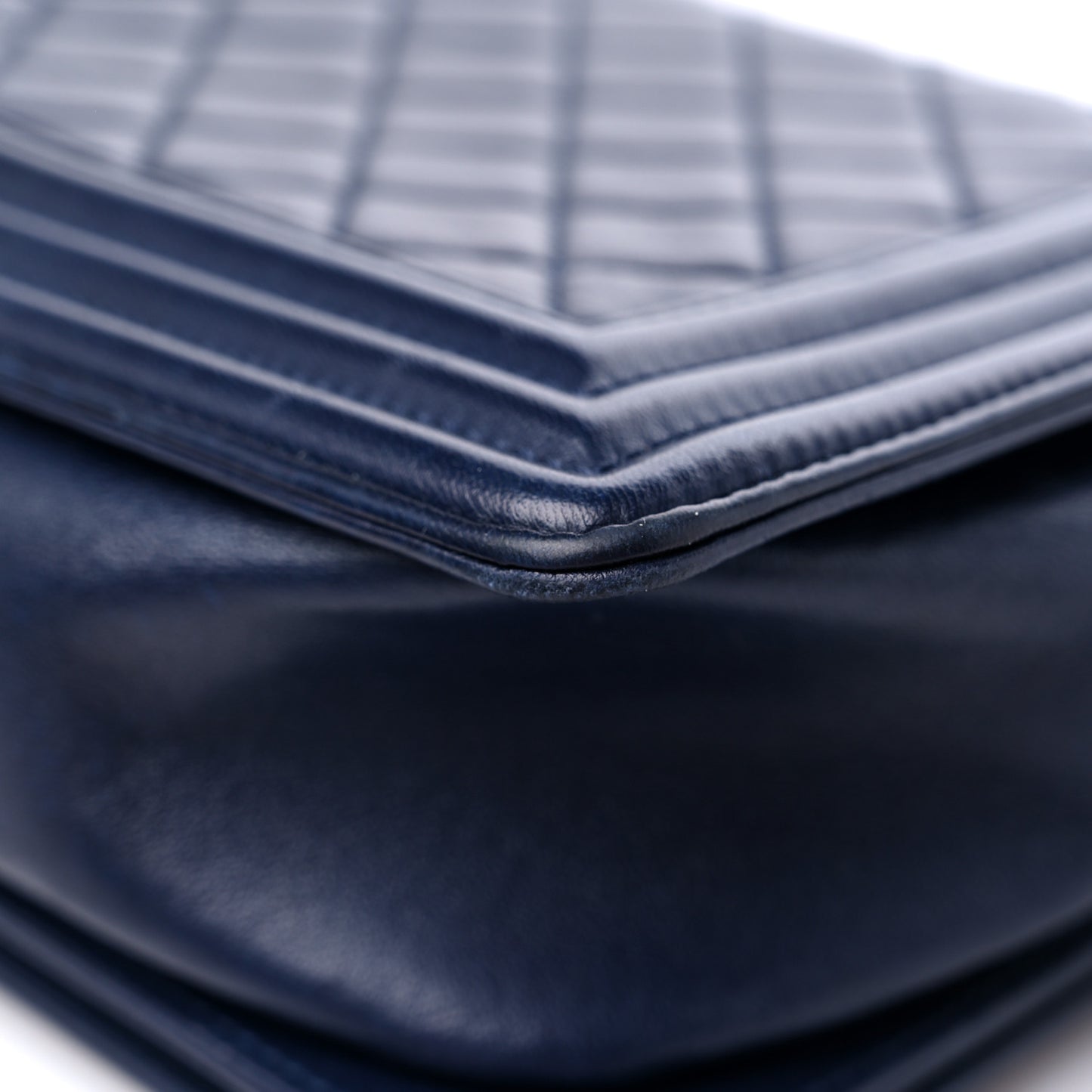Lambskin Quilted New Medium Boy Flap Dark Blue
