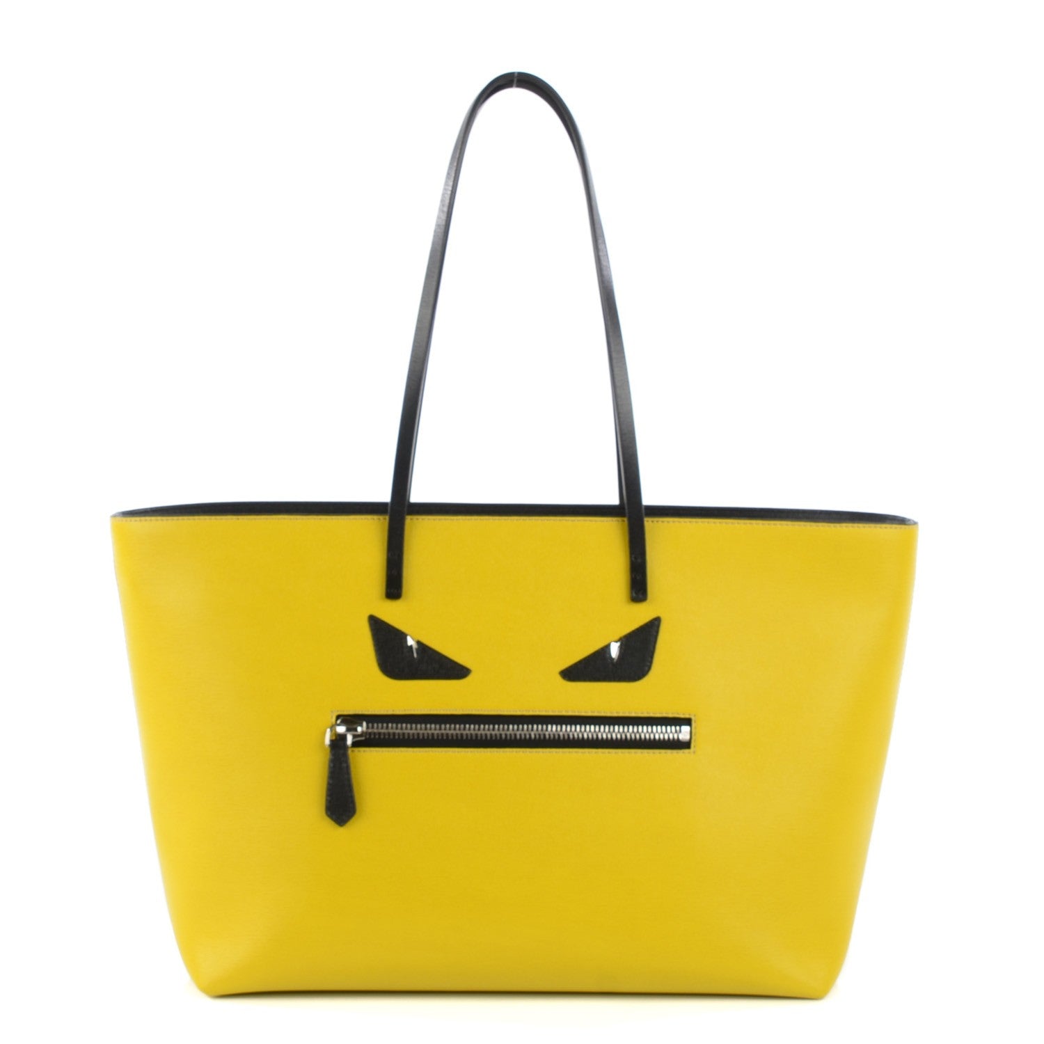 Fendi Vitello Elite Cuoio Monster Buggies Medium Roll Tote Cedro Black 1 of 8