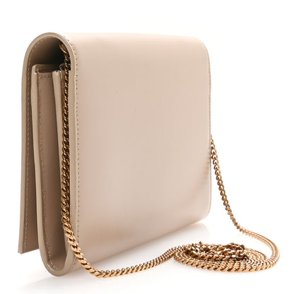 Saint Laurent Glossy Calfskin Monogram Chain Wallet  Dark Beige 3 of 10