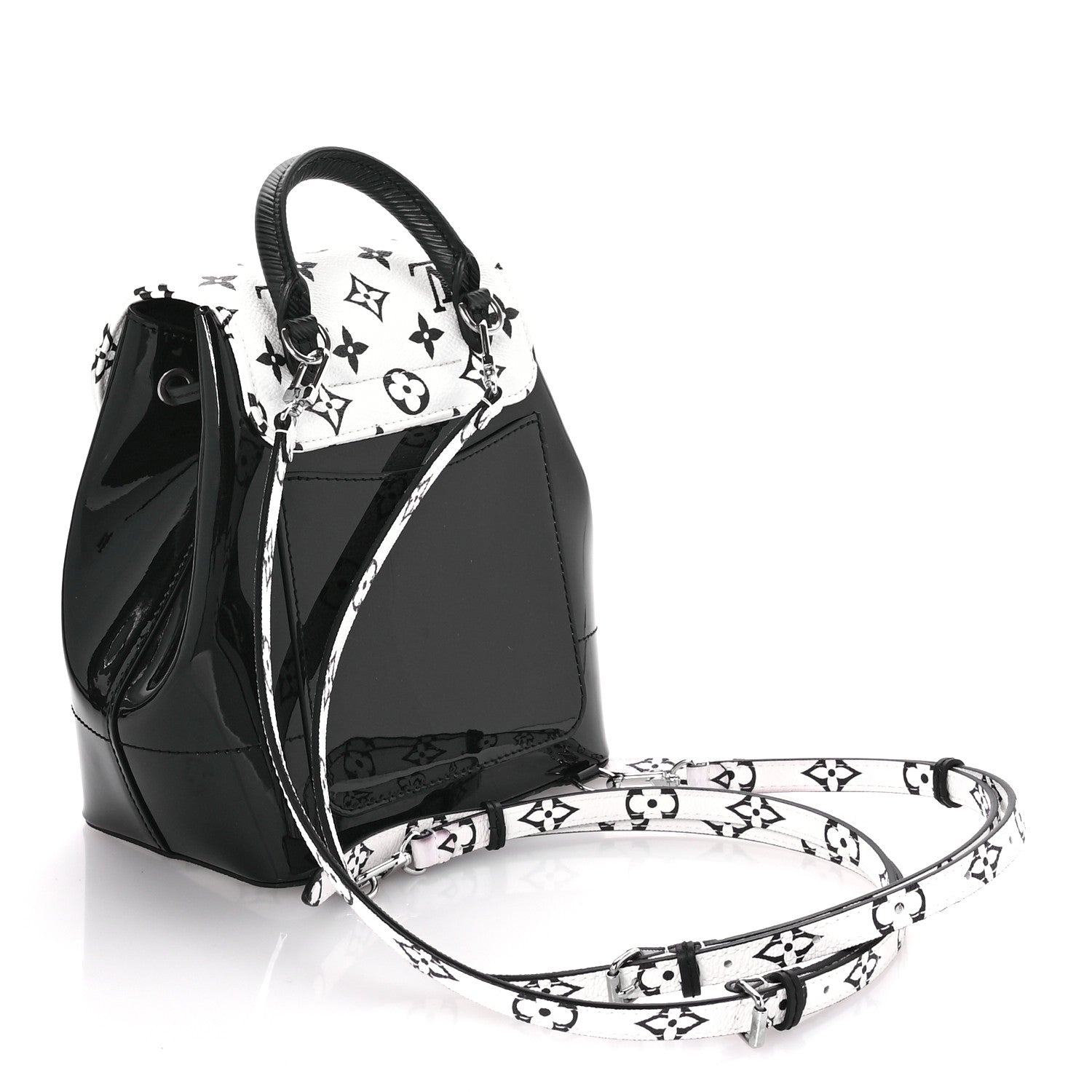 Louis Vuitton Patent Monogram Hot Springs Backpack Black White 3 of 10