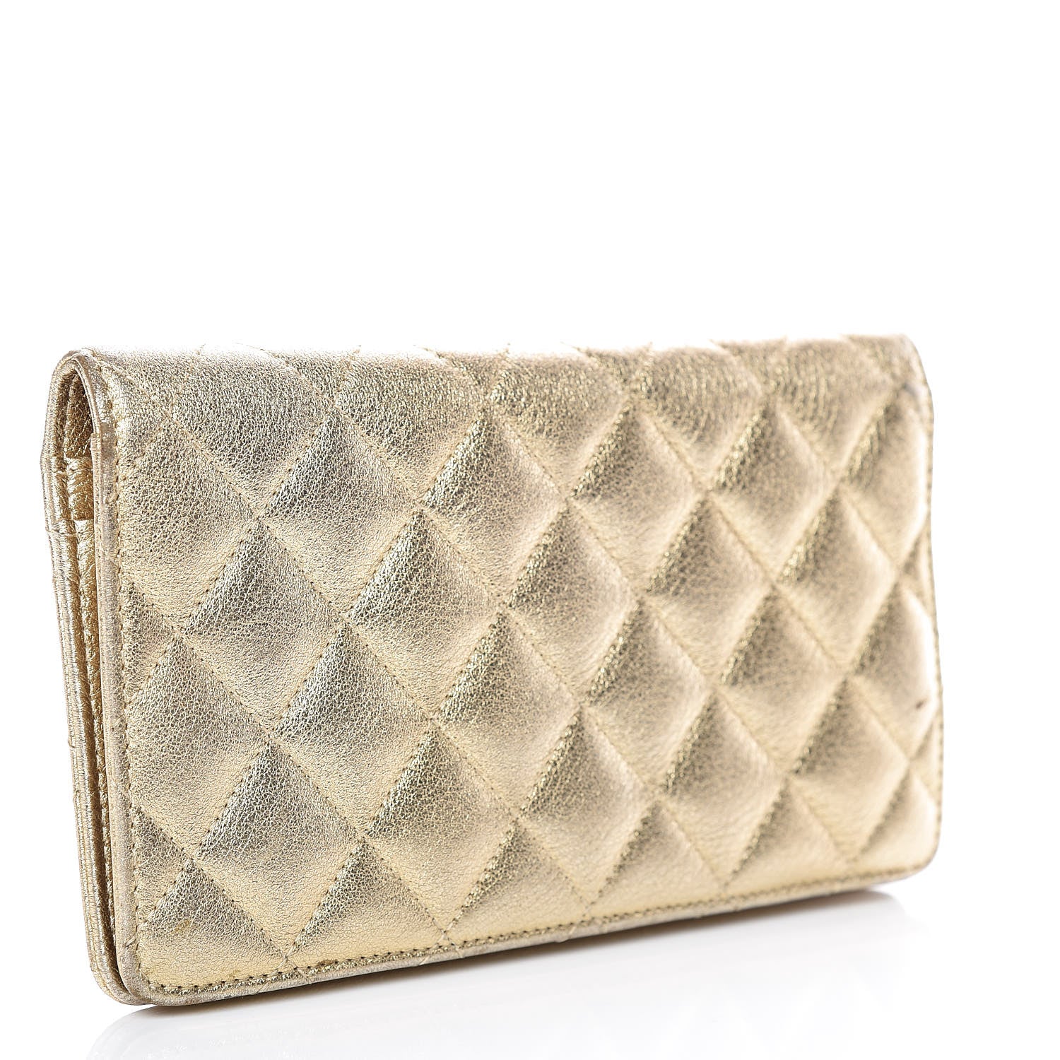 Chanel Metallic Calfskin Quilted Reissue Yen Wallet Gold 3 of 15