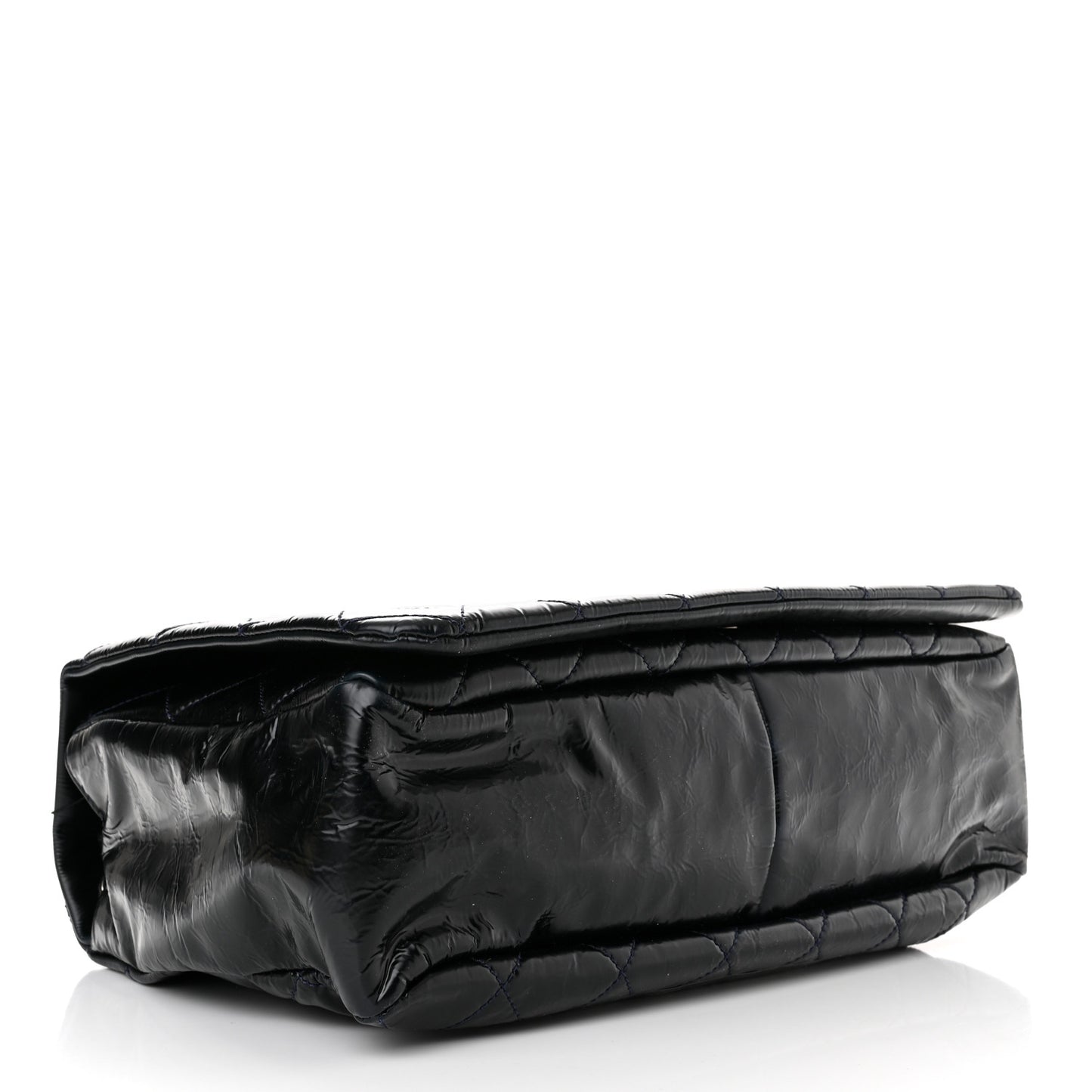 Glazed Calfskin Quilted CC XL Single Flap Navy