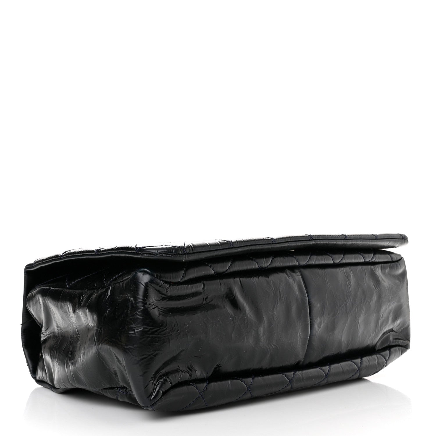 Chanel Glazed Calfskin Quilted CC XL Single Flap Navy 3 of 9