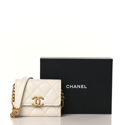 Chanel Caviar Quilted Bracelet On Chain Clutch White 8 of 8
