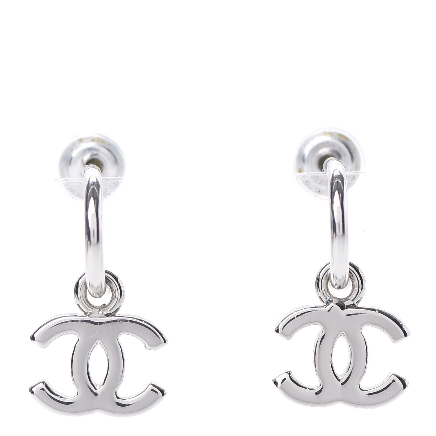 Chanel Ruthenium CC Drop Earrings Silver 1 of 4