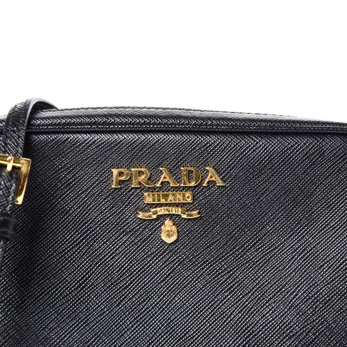Saffiano Lux Small Camera Crossbody Bag Black