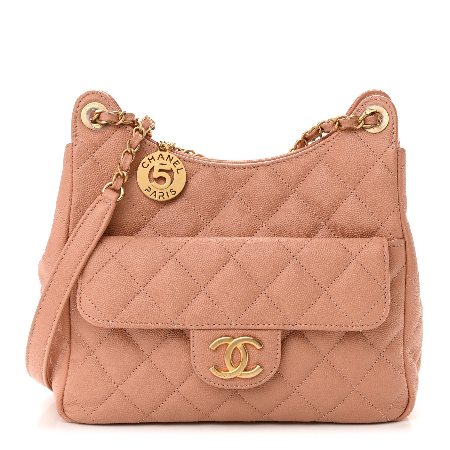 Chanel Caviar Quilted Wavy CC Hobo Beige 1 of 13