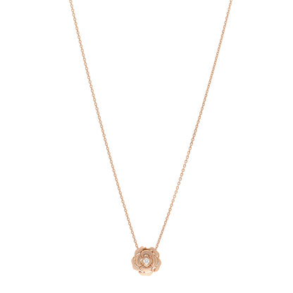 Chanel 18K Rose Gold Diamond Extrait de Camelia Pendant Necklace 1 of 6