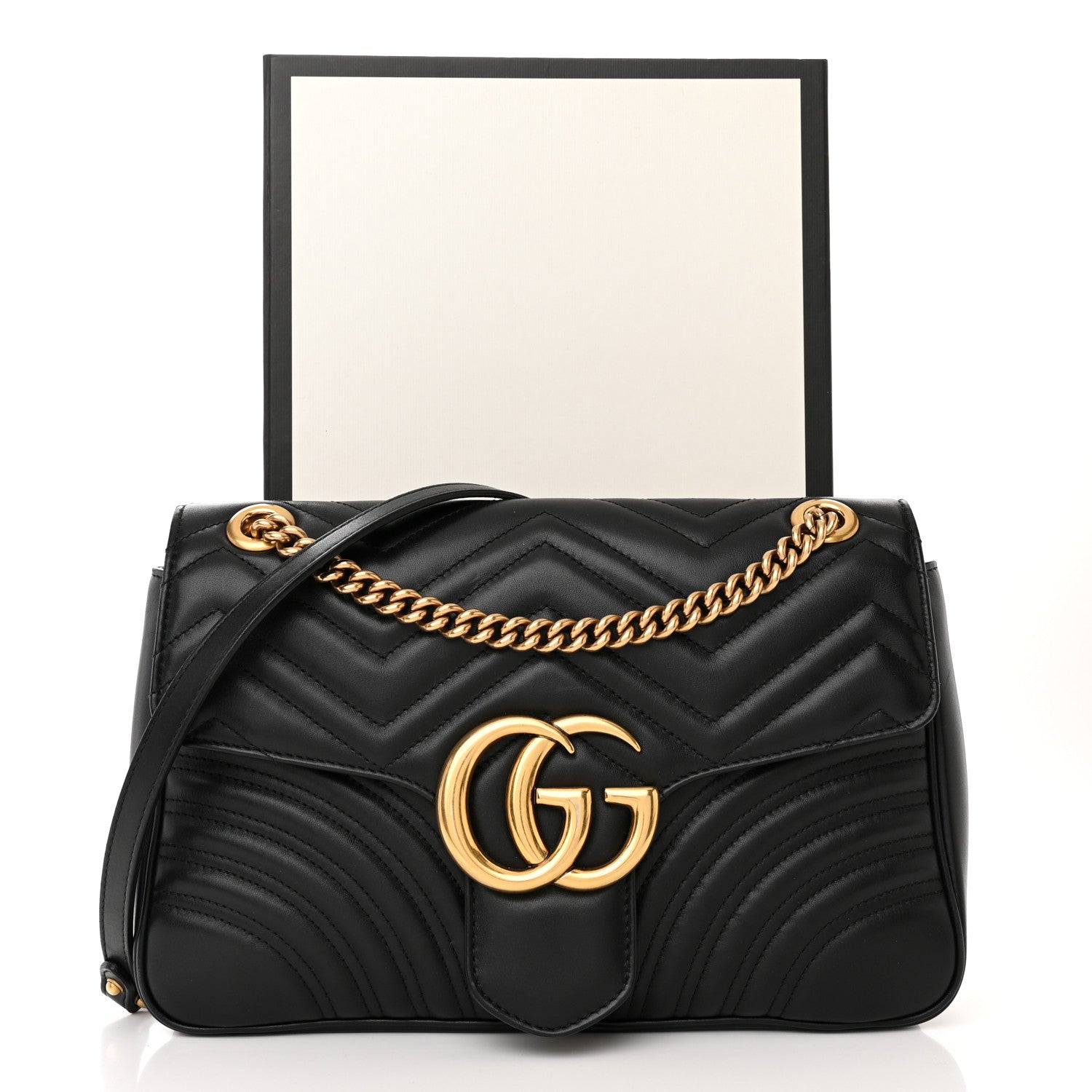 Gucci Calfskin Matelasse Medium GG Marmont Shoulder Bag Black 16 of 16