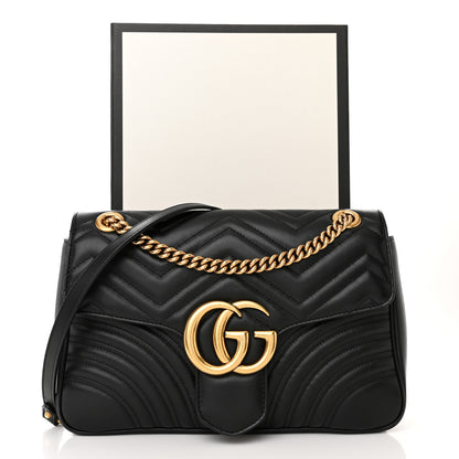 Gucci Calfskin Matelasse Medium GG Marmont Shoulder Bag Black 16 of 16