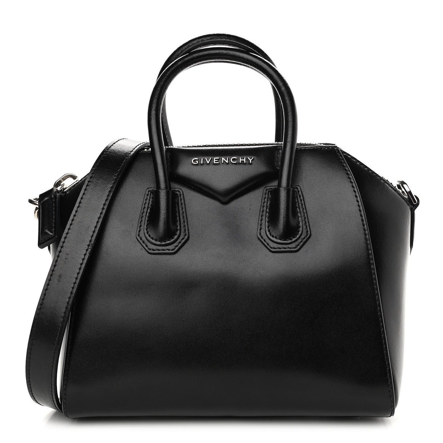 Shiny Lord Calfskin Mini Antigona Black