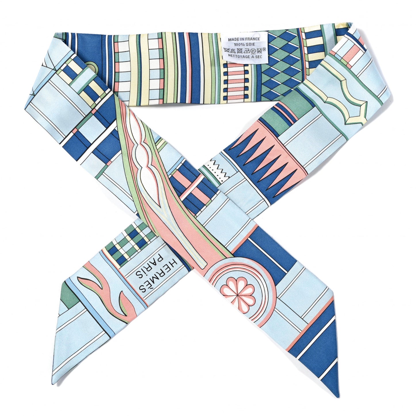 Silk Voltes Et Pirouettes Twilly Bleu Ciel Vert Jaune