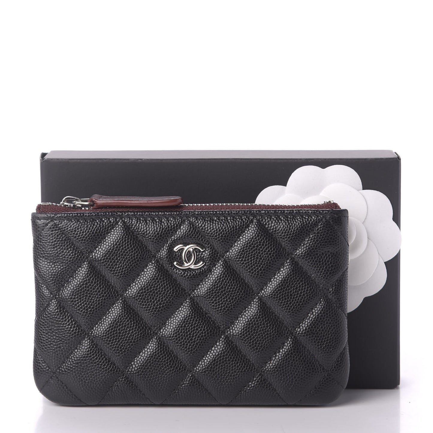 Caviar Quilted Small Cosmetic Case Black