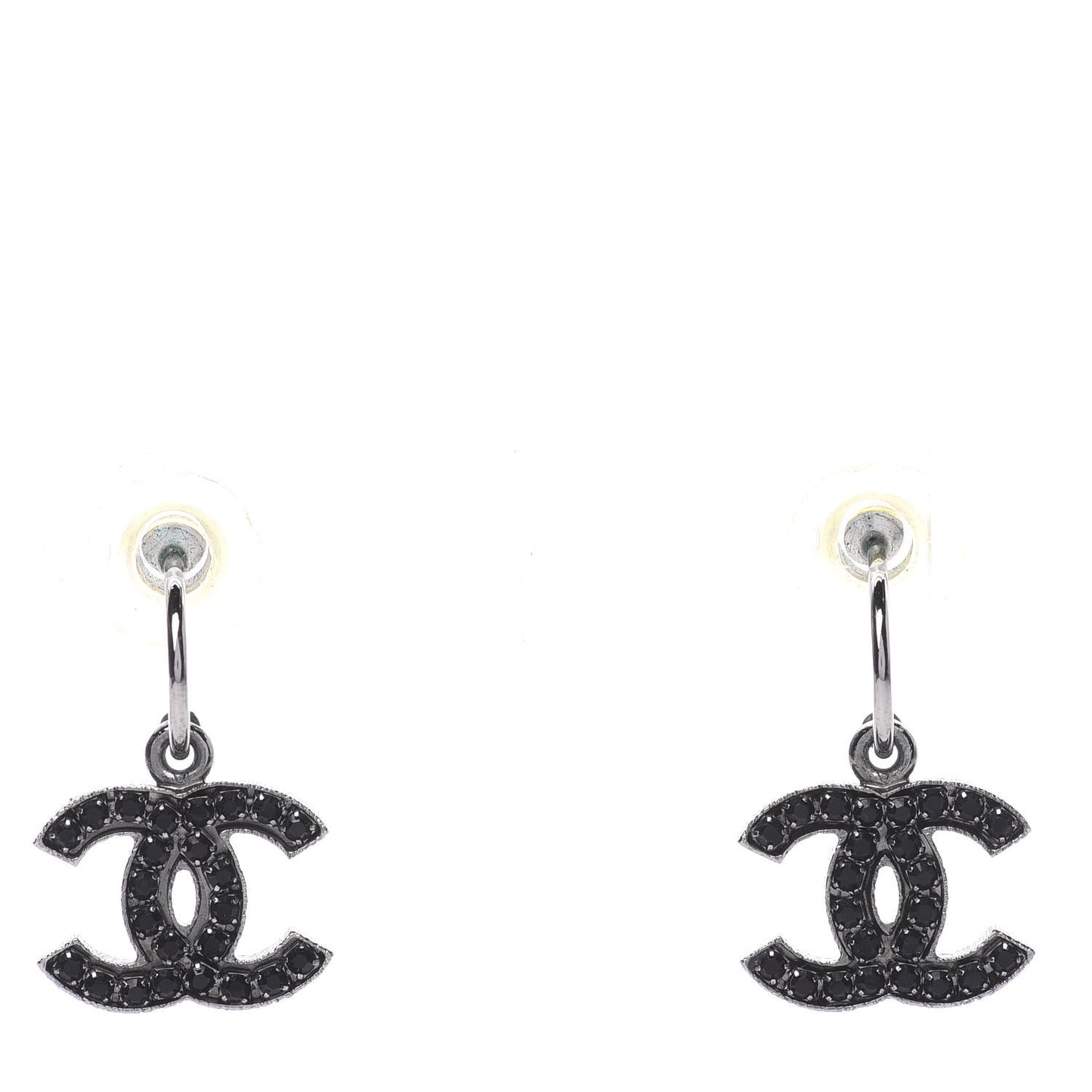 Crystal CC Dangle Earrings Black